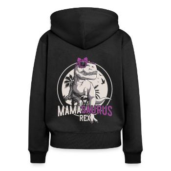 Mamasaurus Maman Dinosaure Cadeau Fête des Mères - Sweat à capuche zippé Premium bio Femme - noir - Dos - Julia (174cm)