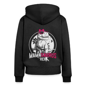 Mamasaurus Maman Dinosaure Cadeau Fête des Mères - Sweat à capuche zippé Premium bio Femme - noir - Dos - Julia (174cm)
