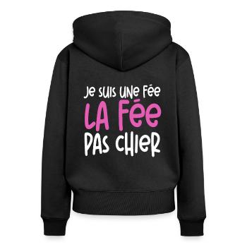 Femme Humour La Fée Pachier Cadeau - Sweat à capuche zippé Premium bio Femme - noir - Dos - Julia (174cm)