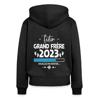 Future Big Brother 2023 Pregnancy Announcement Gift - Women's Premium Organic Zip Hoodie - black - Back - Julia (174cm)