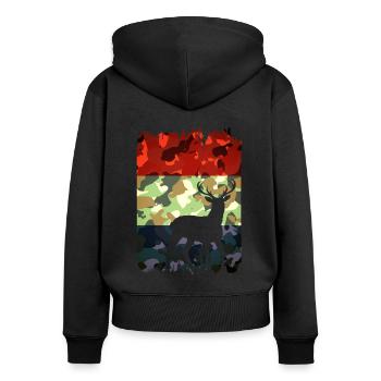 Chasse Homme Humour Chasseur De Cerf Français - Sweat à capuche zippé Premium bio Femme - noir - Dos - Julia (174cm)