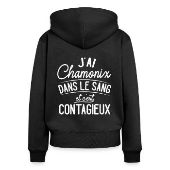 Chamonix-Mont-Blanc Dans Le Sang Cadeau - Sweat à capuche zippé Premium bio Femme - noir - Dos - Julia (174cm)