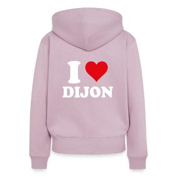 Ich liebe Dijon-Geschenketourismus - Frauen Premium Bio Zip Hoodie - Altrosa - Hinten - Julia (174cm)