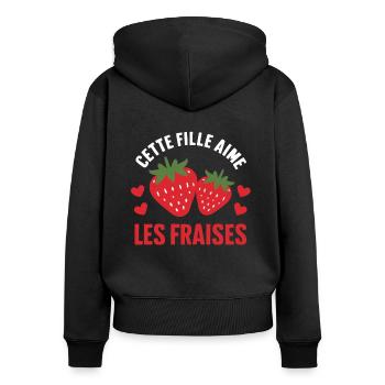 Just a Girl Who Loves Strawberries Funny Gift - Women's Premium Organic Zip Hoodie - black - Back - Julia (174cm)