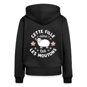 Just a Girl Who Loves Sheep Sheep Gift - Women's Premium Organic Zip Hoodie - black - Back - Julia (174cm)