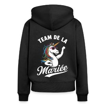 Team De La Mariée Licorne Lunettes De Soleil - Sweat à capuche zippé Premium bio Femme - noir - Dos - Julia (174cm)