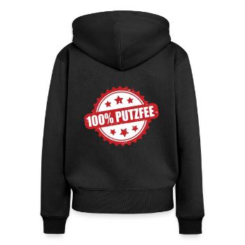 Puzfee Putzfrau Haushaltshilfe Putzkraft - Frauen Premium Bio Zip Hoodie - Schwarz - Hinten - Julia (174cm)
