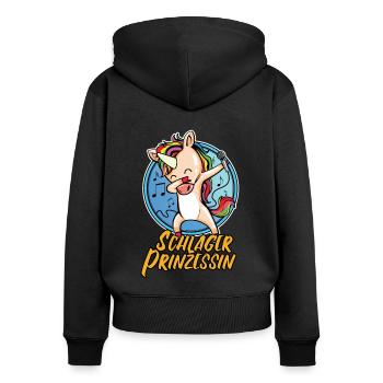 Schlager Prinzessin Deutscher Schlager Einhorn - Frauen Premium Bio Zip Hoodie - Schwarz - Hinten - Julia (174cm)