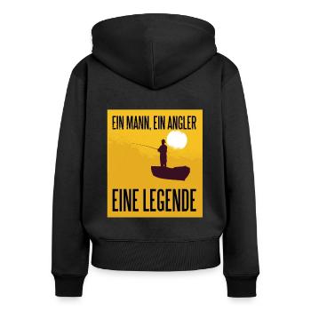 Ein Mann Ein Angler Eine Legende Angelliebhaber - Frauen Premium Bio Zip Hoodie - Schwarz - Hinten - Julia (174cm)
