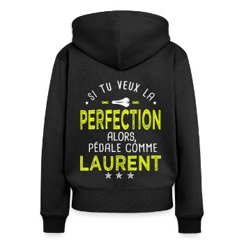 laurent si tu veux la perfection à vélo cycliste - Sweat à capuche zippé Premium bio Femme - noir - Dos - Julia (174cm)