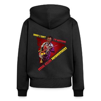 Killer Documentaires Série Policière Cadeau - Sweat à capuche zippé Premium bio Femme - noir - Dos - Julia (174cm)
