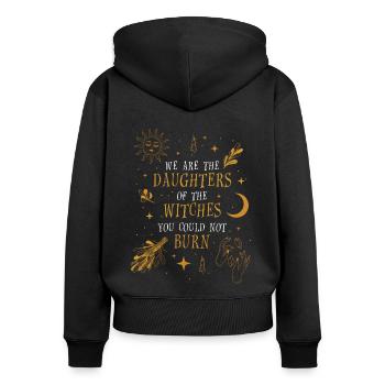 Cadeau Wicca des Filles des Sorcières - Sweat à capuche zippé Premium bio Femme - noir - Dos - Julia (174cm)