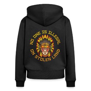 Stolen Land Ureinwohner Amerikas Geschenk - Frauen Premium Bio Zip Hoodie - Schwarz - Hinten - Julia (174cm)