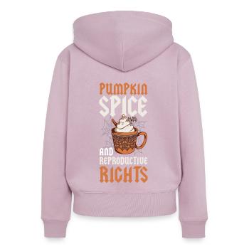 Pumpkin Spice Droits Reproductifs Citrouille Cadeau - Sweat à capuche zippé Premium bio Femme - rose poudré - Dos - Julia (174cm)