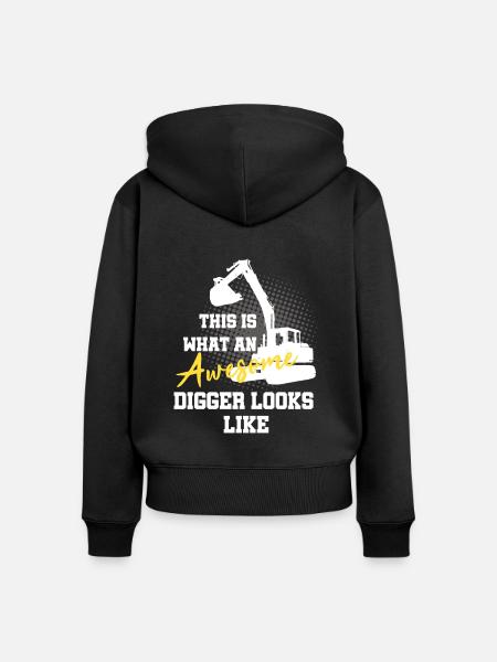 Bagger Design für Baggerfahrer - Frauen Premium Bio Zip Hoodie - Schwarz
