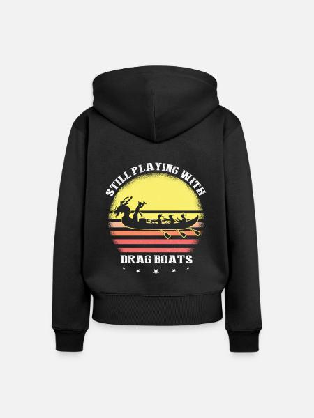 Drachenboot und Drachenboot Crew - Frauen Premium Bio Zip Hoodie - Schwarz