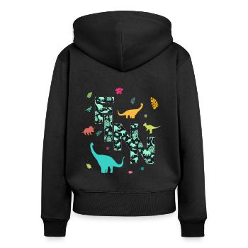 FINN - Schöner Jungen Name mit Dinosaurier - Frauen Premium Bio Zip Hoodie - Schwarz - Hinten - Julia (174cm)