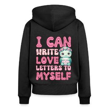 Drôle de la Saint-Valentin tortue d’amour de soi - Sweat à capuche zippé Premium bio Femme - noir - Dos - Julia (174cm)