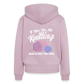 Yarn Knitting Knitting Knitting Lovers Gift - Women's Premium Organic Zip Hoodie - dusky pink - Back - Julia (174cm)
