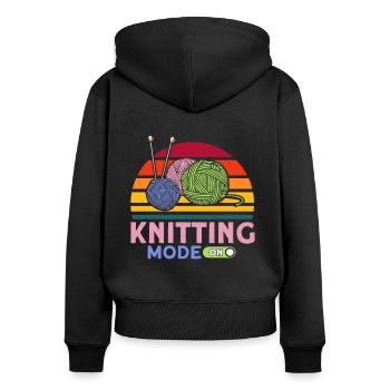 Yarn Knitting Knitting Knitting Lovers Gift - Women's Premium Organic Zip Hoodie - black - Back - Julia (174cm)