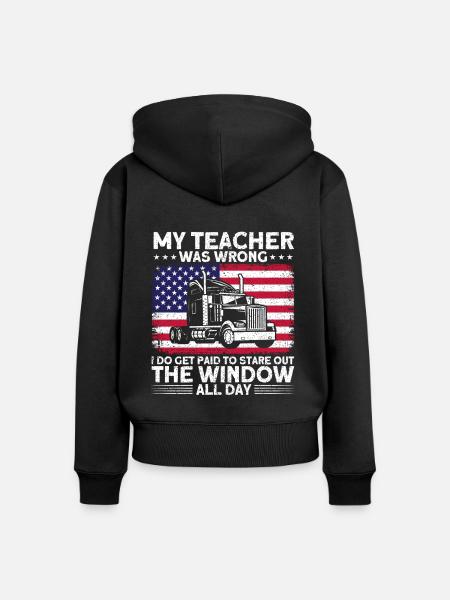 Sattelzug Sattelschlepper Fernfahrer Geschenk - Frauen Premium Bio Zip Hoodie - Schwarz