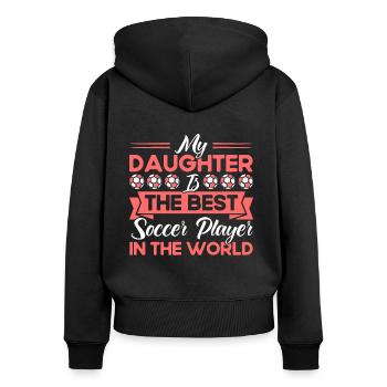 Fußball Mama Sportfan Fußball Geschenk - Frauen Premium Bio Zip Hoodie - Schwarz - Hinten - Julia (174cm)