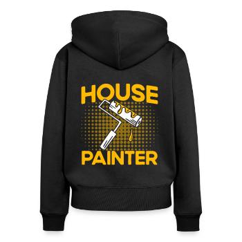 Peintre Décorateur Cadeau de commerçant - Sweat à capuche zippé Premium bio Femme - noir - Dos - Julia (174cm)