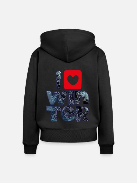 Wintermots mit Schneeflocken für Winterfans - Frauen Premium Bio Zip Hoodie - Schwarz