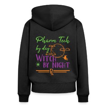 Pharmacy technician Halloween | Witch by night - Frauen Premium Bio Zip Hoodie - Schwarz - Hinten - Julia (174cm)