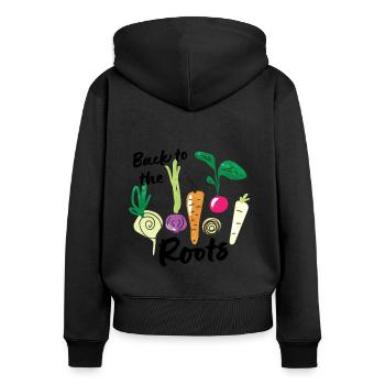 Back to the Roots Variation of Vegetables Vegetarian - Women's Premium Organic Zip Hoodie - black - Back - Julia (174cm)