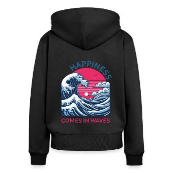 Dire que « le bonheur vient par vagues » Karma Balance - Sweat à capuche zippé Premium bio Femme - noir - Dos - Julia (174cm)