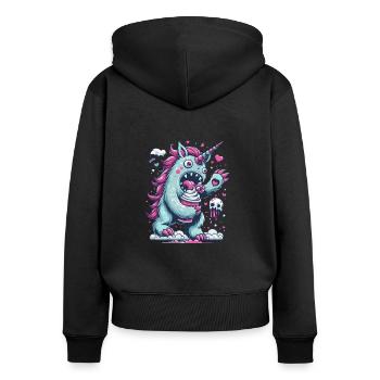 Unicorn Monster Monster Monsters Manga Cream - Women's Premium Organic Zip Hoodie - black - Back - Julia (174cm)