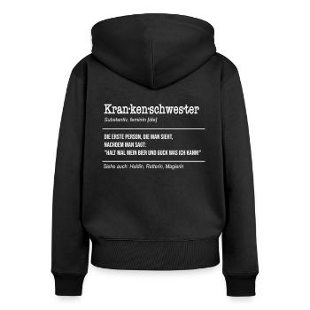 Krankenschwester Definition Noun Begriff - Frauen Premium Bio Zip Hoodie - Schwarz - Hinten - Julia (174cm)