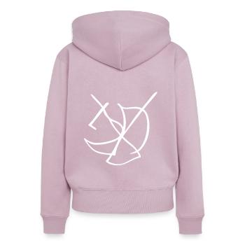 Zentrum Segelboot Zeichnung Skizze Logo - Frauen Premium Bio Zip Hoodie - Altrosa - Hinten - Julia (174cm)