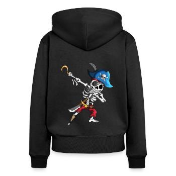Dabbing Piraten Skelett Augenklappe Piratenschiff - Frauen Premium Bio Zip Hoodie - Schwarz - Hinten - Julia (174cm)