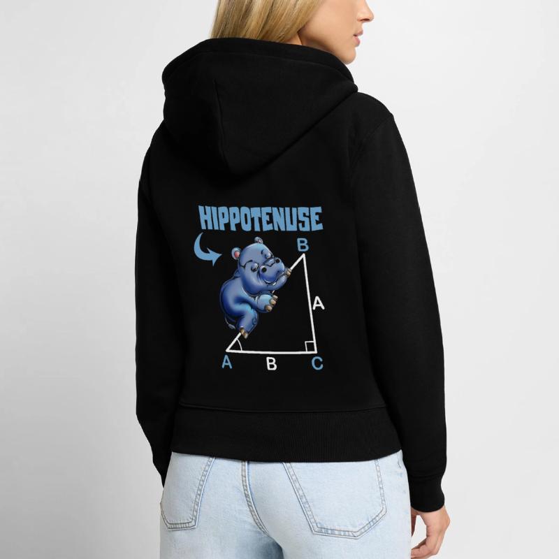 Math Hippotenuse Angular Function Hypotenuse Hippo Women's Premium Organic Zip Hoodie