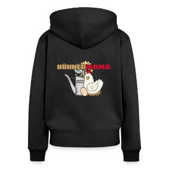 Vintage Huhn Gießkanne Hühnermama - Frauen Premium Bio Zip Hoodie - Schwarz - Hinten - Julia (174cm)