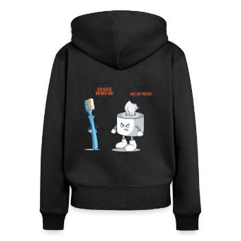 Klopapier Klobürste hasst ihren Job gutes Geschenk - Frauen Premium Bio Zip Hoodie - Schwarz - Hinten - Julia (174cm)