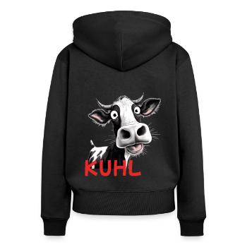 Kuhliebhaber Veganer Vegetarier Tierschutz cool - Frauen Premium Bio Zip Hoodie - Schwarz - Hinten - Julia (174cm)