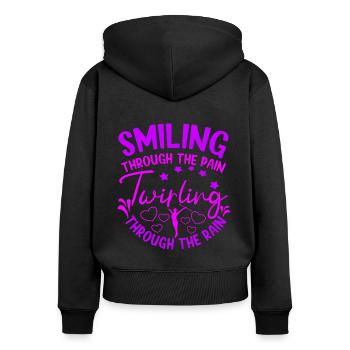 Baton Twirling Through The Rain Baton Twirler Gift - Frauen Premium Bio Zip Hoodie - Schwarz - Hinten - Julia (174cm)