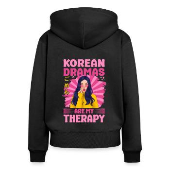 Korean Drama Enthusiast Exclusive Collection Gifts - Frauen Premium Bio Zip Hoodie - Schwarz - Hinten - Julia (174cm)