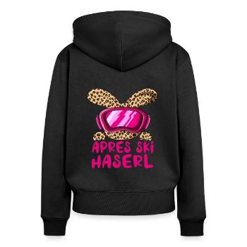Apres Ski Haserl Hase Party Urlaub Ski Fahren - Frauen Premium Bio Zip Hoodie - Schwarz - Hinten - Julia (174cm)