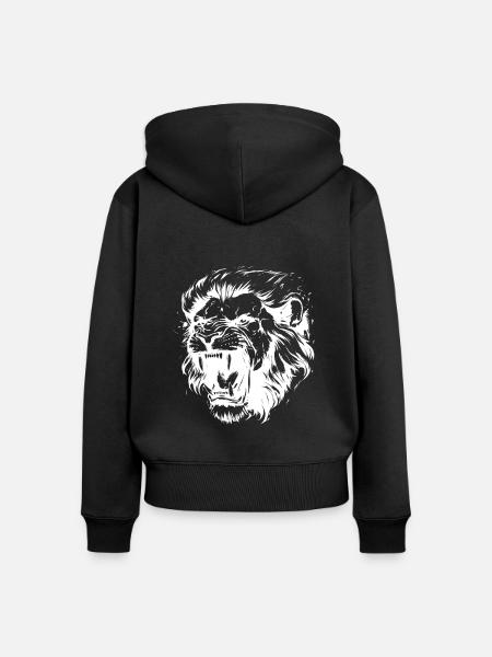 Löwe Kopf - Frauen Premium Bio Zip Hoodie - Schwarz