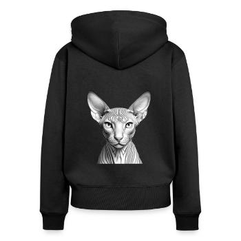 Coole Sphynx-Katze - Frauen Premium Bio Zip Hoodie - Schwarz - Hinten - Julia (174cm)