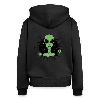 Alien looks out - Women's Premium Organic Zip Hoodie - black - Back - Julia (174cm)