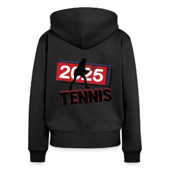 Tennis Spielerin Team Turnier Mannschaft 2025 - Frauen Premium Bio Zip Hoodie - Schwarz - Hinten - Julia (174cm)