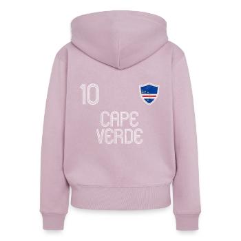 Kap Verde Fußball Mannschaft - Frauen Premium Bio Zip Hoodie - Altrosa - Hinten - Julia (174cm)