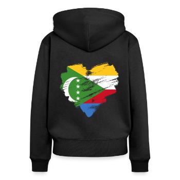 Comoros - Women's Premium Organic Zip Hoodie - black - Back - Julia (174cm)