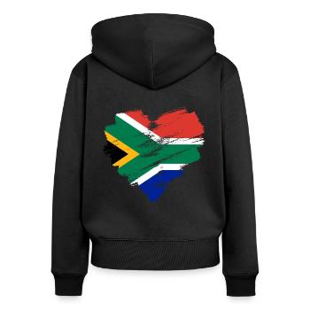Afrique du Sud - Sweat à capuche zippé Premium bio Femme - noir - Dos - Julia (174cm)
