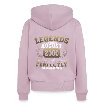 Légende août 2000 22e anniversaire cadeau messieurs - Sweat à capuche zippé Premium bio Femme - rose poudré - Dos - Julia (174cm)